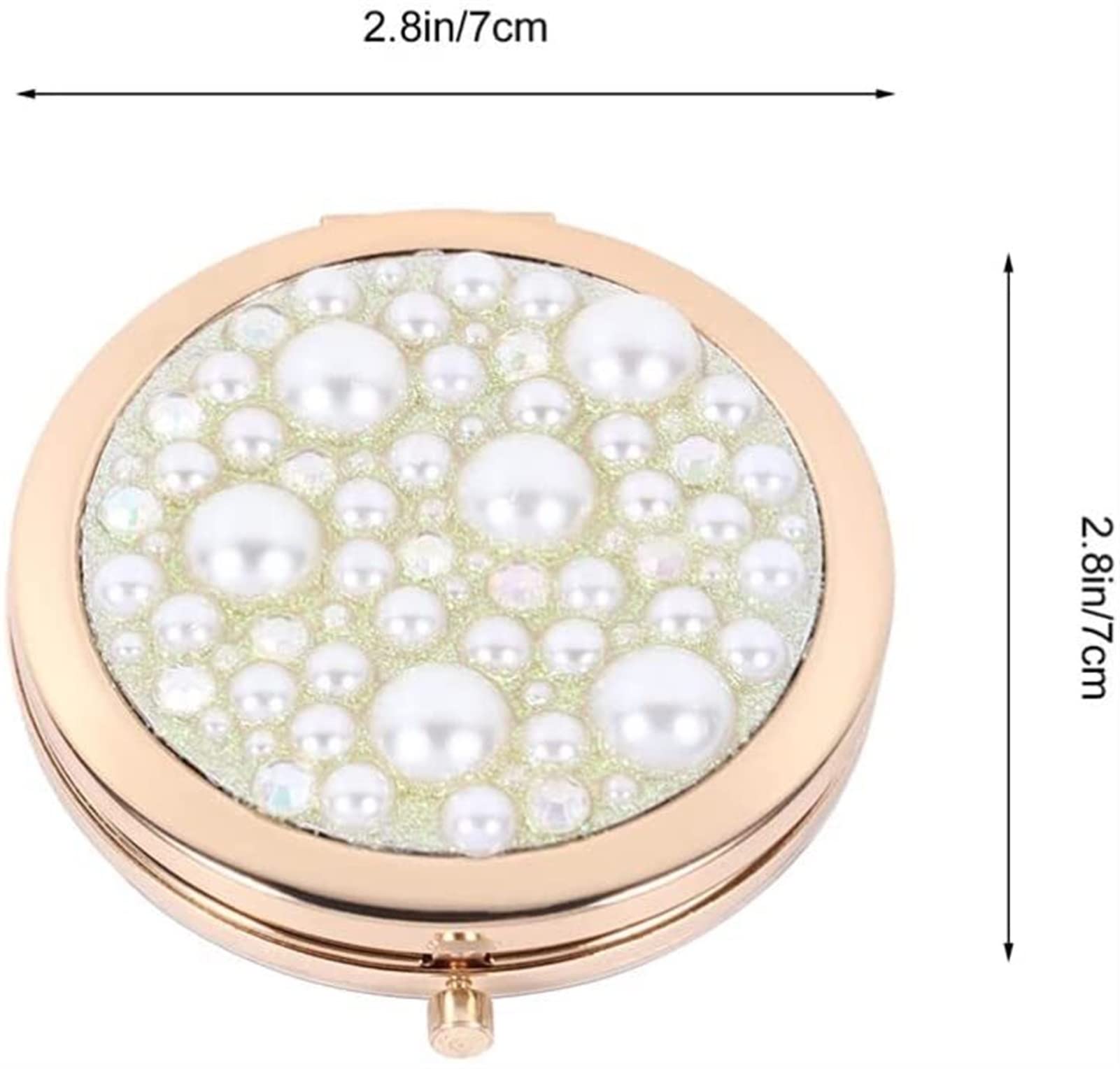 Portable Folding Compact Mirror - Dual-Sided Travel Makeup Mirror with Pearl Design, 2 Pack Handheld Cosmetic Mirror for Handbag & Pocket | Perfect for Travel, Home, and On-the-Go Touchups