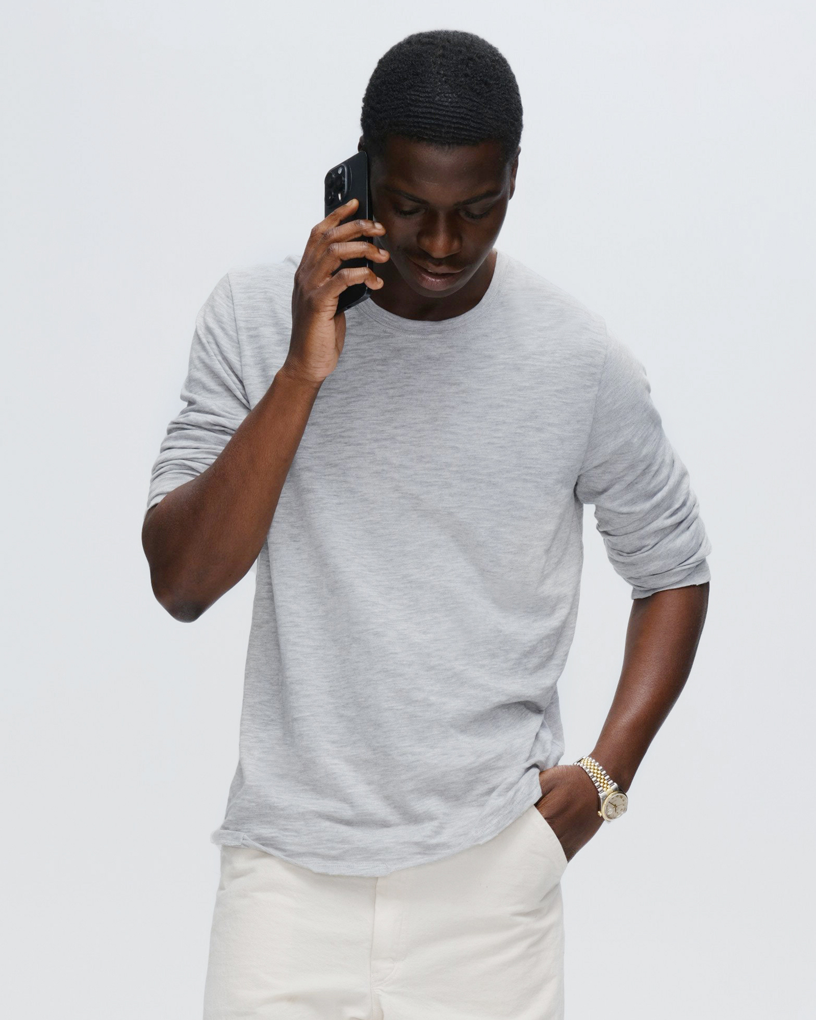 Distressed Slub Jersey Long Sleeve T-Shirt - Heather Grey | Vintage Washed Tee for Casual Wear & Street Style Outfits