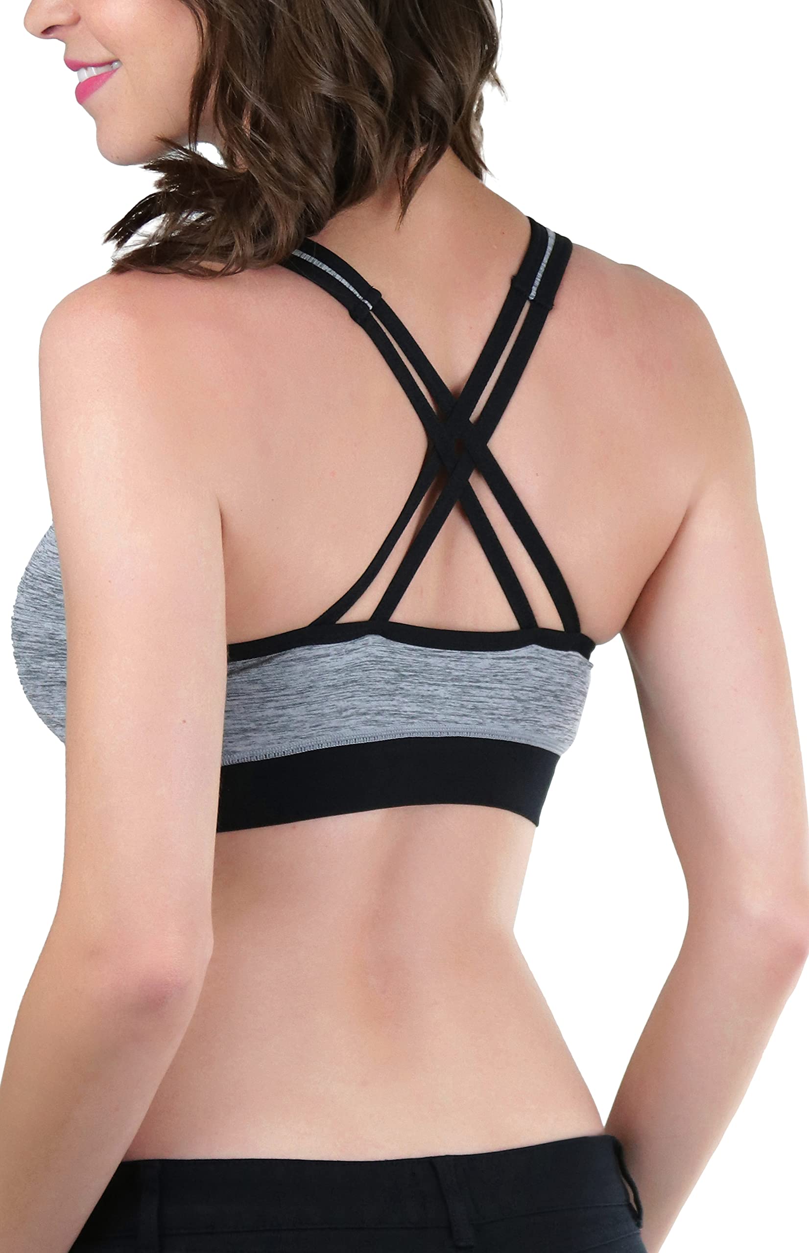 ToBeInStyle Women's Seamless Wire-Free Sports Bra - Supportive Open Back Design for Yoga, Running & Gym Workouts - Assorted Colors & Sizes