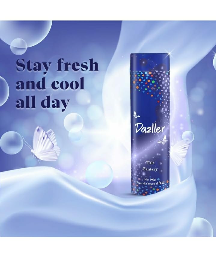 Eyetex Dazzler Perfumed Talcum Powder 400g - Long Lasting Fragrance for Women & Men, Soft & Smooth Skin Care, Ideal for Daily Use, After Shower & Gym