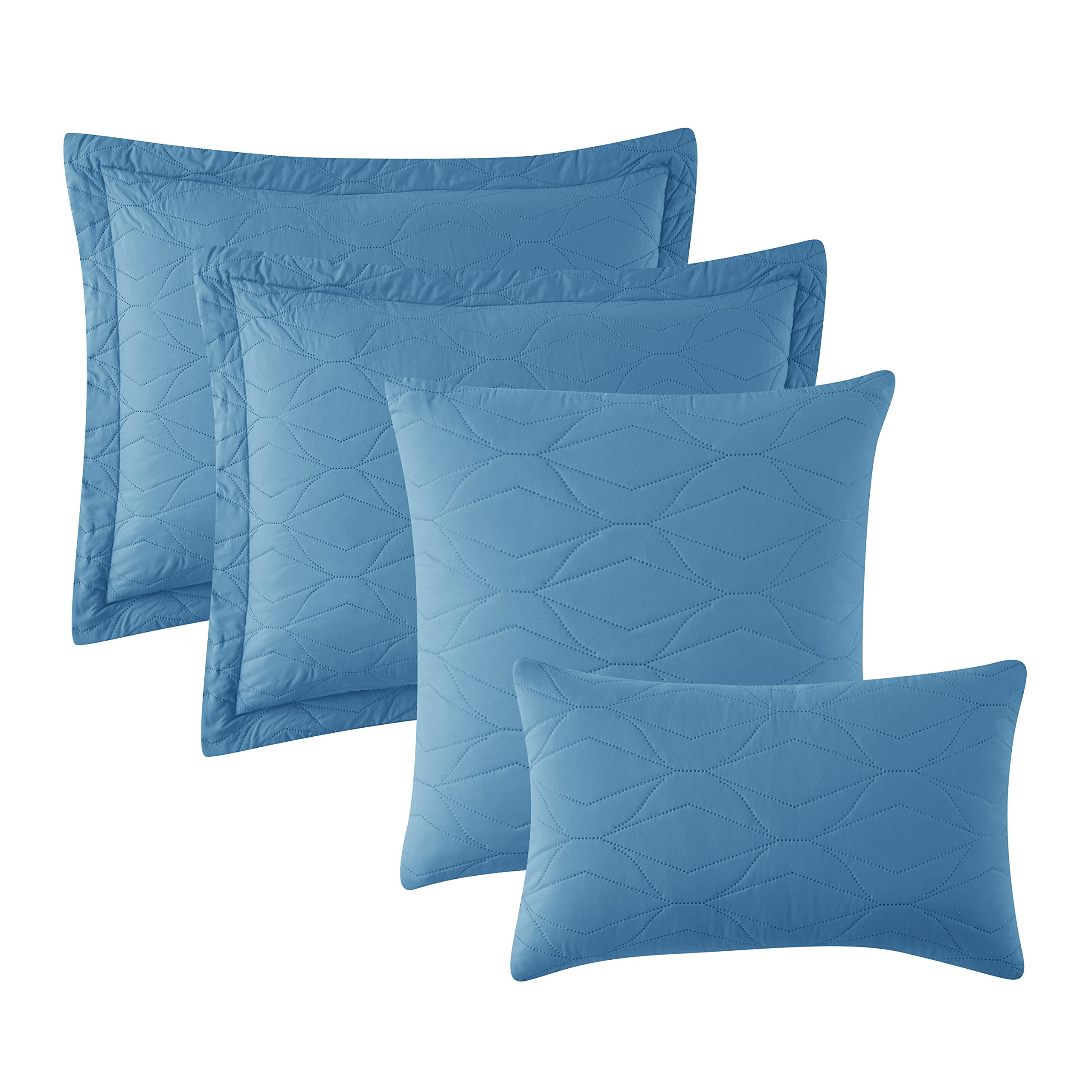 Clara Clark Queen Size Quilt Set - 5-Piece All Season Lightweight Bedspread Coverlet with Pillow Shams, Pinsonic Weave Comfortable Bedding in Blue Heaven - Perfect for Master Bedroom, Guest Room & Cozy Home Decor
