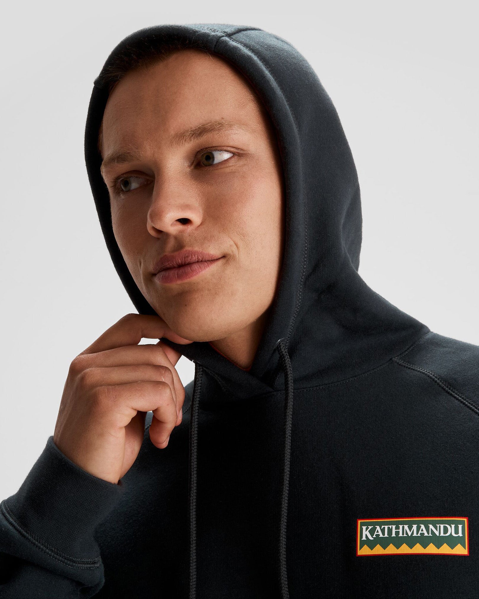 Men's Kathmandu Heritage Logo Slouchy Hoodie - Black | Cozy Pullover Sweatshirt for Casual Wear & Outdoor Adventures