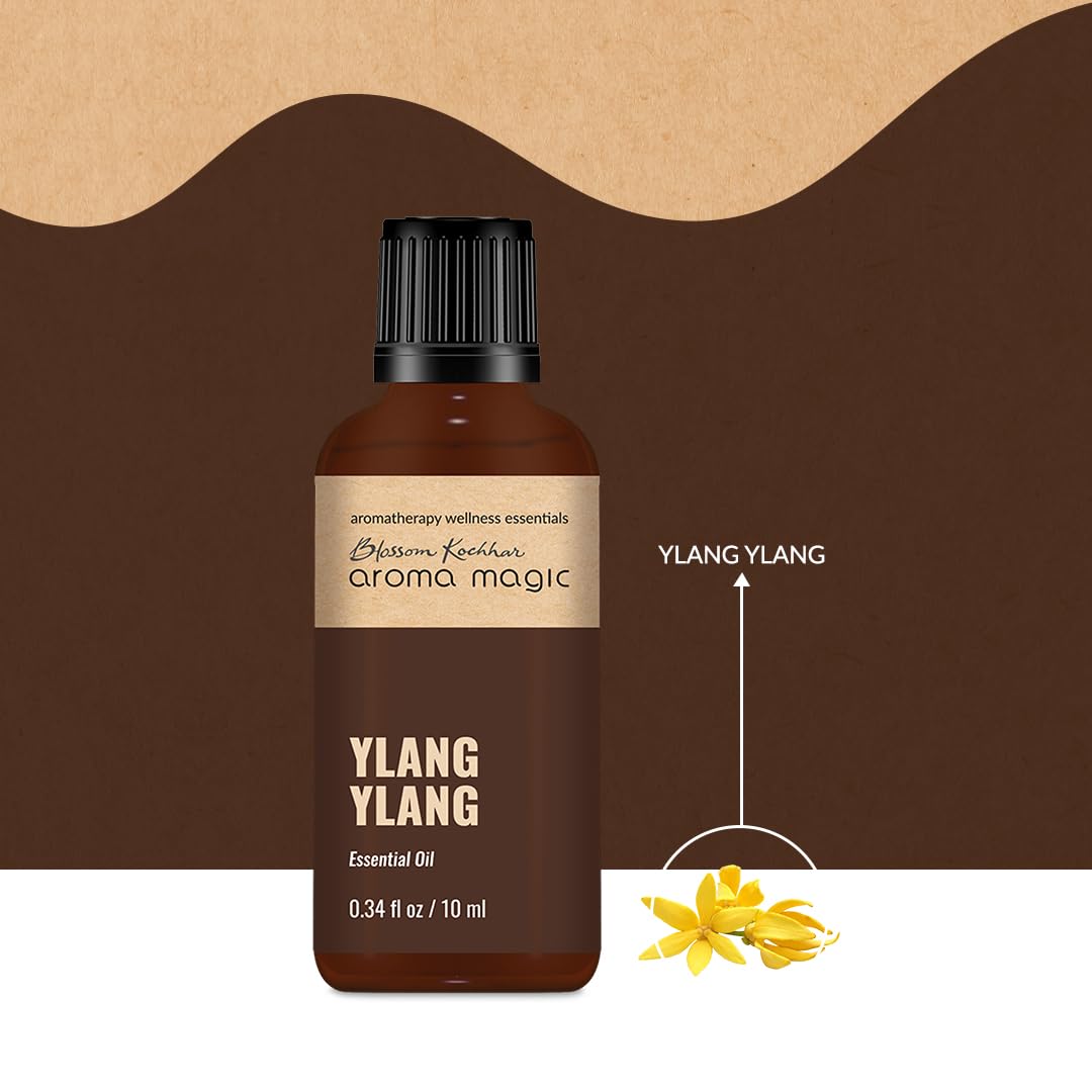 Aroma Magic Ylang Ylang Essential Oil - 100% Pure Natural for Aromatherapy, Diffuser, Massage, Hair & Skin Care | 0.67 Fl Oz/20ml | Relaxation, Stress Relief & Mood Booster | Perfect for Spa, Yoga & Home Use