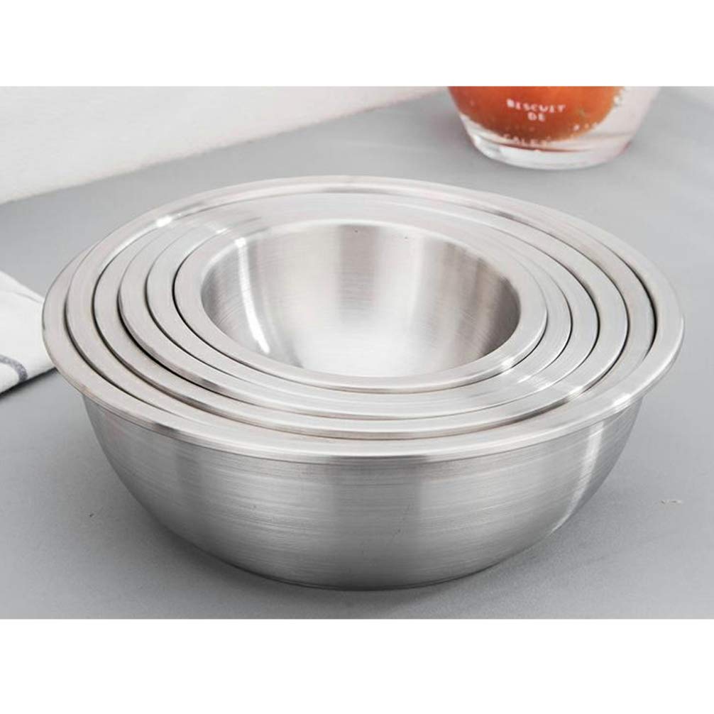 Hemoton 6-Piece Stainless Steel Mixing Bowl Set - Nesting Soup Pots & Food Storage Containers for Cooking, Baking, Meal Prep & Kitchen Organization