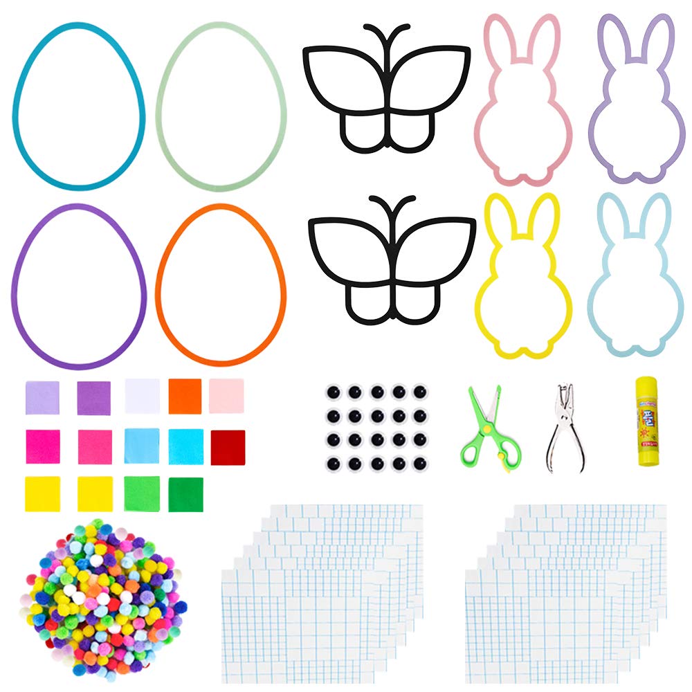 Exquiss 1600-Piece Easter DIY Craft Kit - Tissue Paper Suncatcher Silhouette Window Decorations with Bunny, Egg & Butterfly Designs - Fun Easter Crafts for Kids, Classroom Art Projects & Holiday DIY Activities - Perfect for Home Decor, School Parties & Spring Festival Celebrations