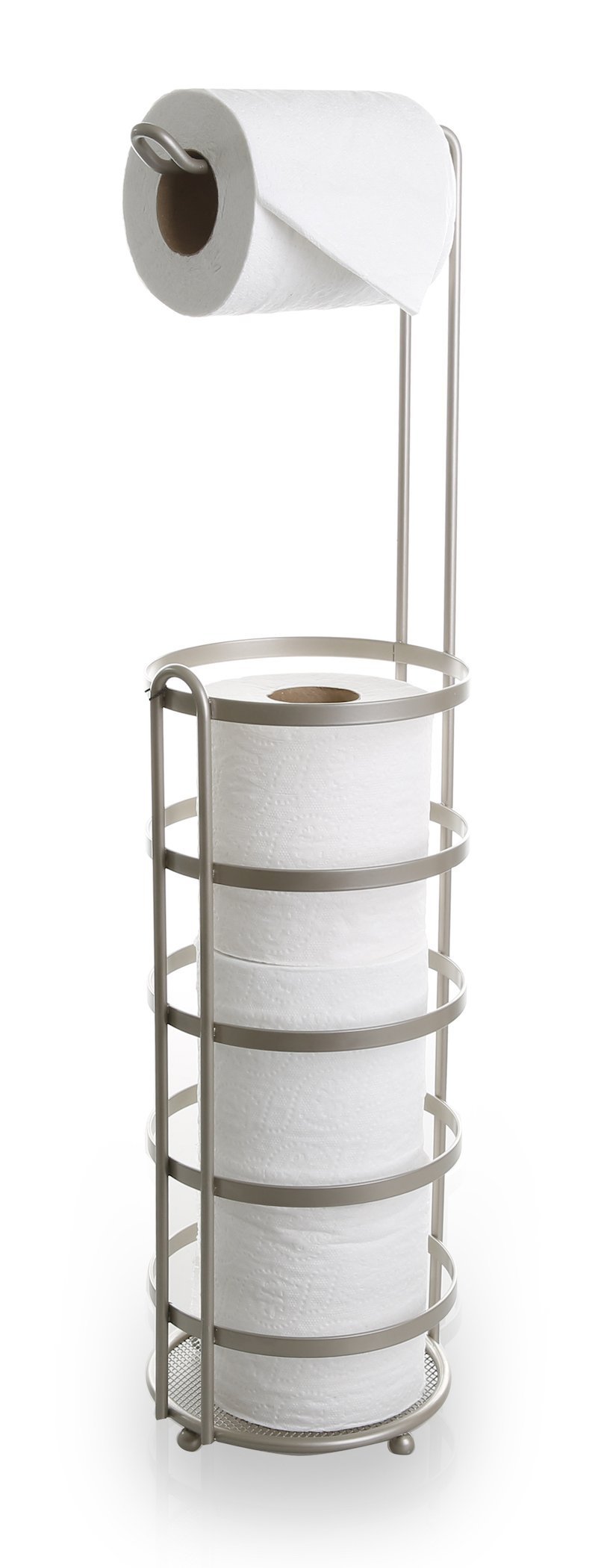BINO 'Lafayette' Free Standing Toilet Paper Holder, Nickel Finish - Perfect for Bathroom, Guest Room & Office Organization