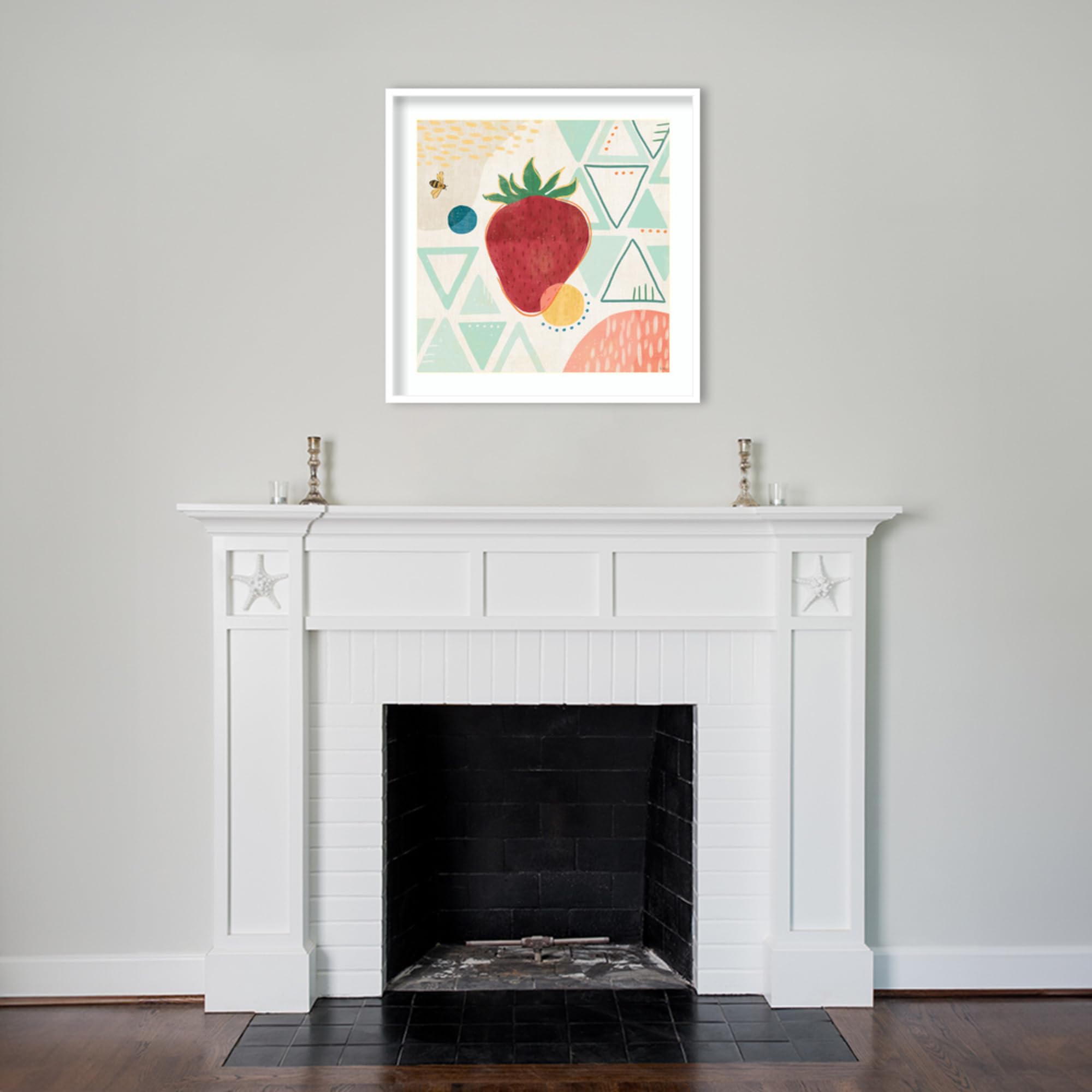 Amanti Art Framed Abstract Wall Art Print - 33x33 Fruit Frenzy IV by Veronique Charron | Whimsical Kitchen Decor, Large Poster Painting for Living Room, Bedroom, Bathroom & Office | Perfect for Modern Home & Office Decoration
