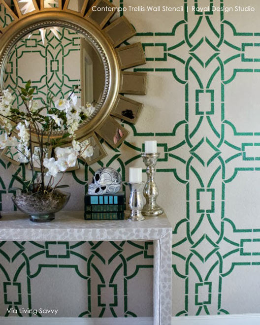 Contempo Trellis Wall Stencil - Reusable DIY Home Decor Painting Template for Walls, Furniture & Crafts | Perfect for Bedroom, Nursery, Living Room & Office Accent Walls