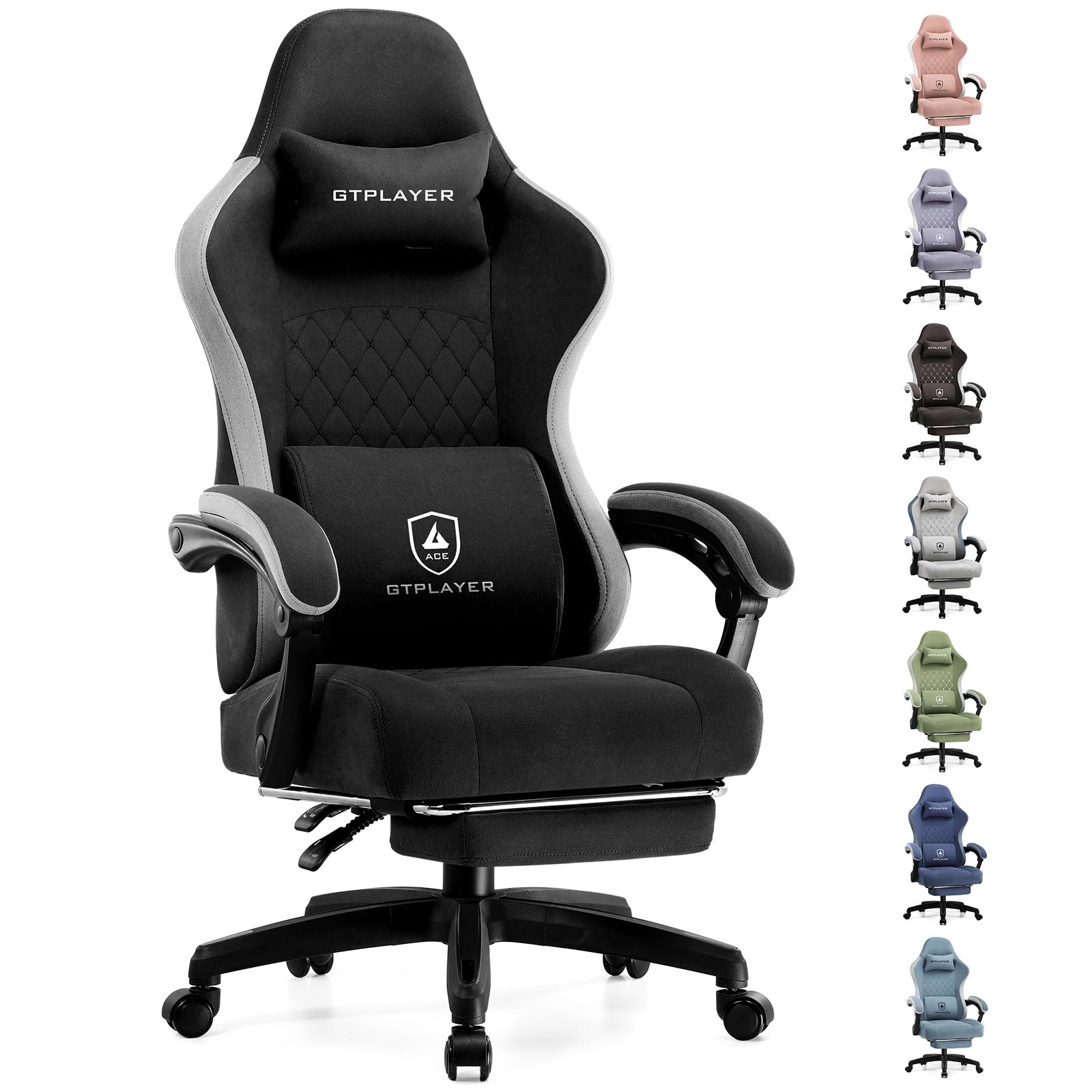 GTPLAYER Ergonomic Gaming Chair - High Back Office Chair with Pocket Spring Cushion, Adjustable Lumbar Support, Linkage Armrests & Footrest for PC, Computer, Video Game & Workstation Use - Perfect for Home Office, Gaming Setup & Workstation Comfort