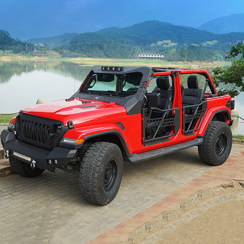 4 Door Running Boards & Tubular Half Doors for 2020-2024 Jeep Gladiator JT - Heavy Duty Side Steps & Off-Road Protection - Perfect for Trail Riding & Truck Customization