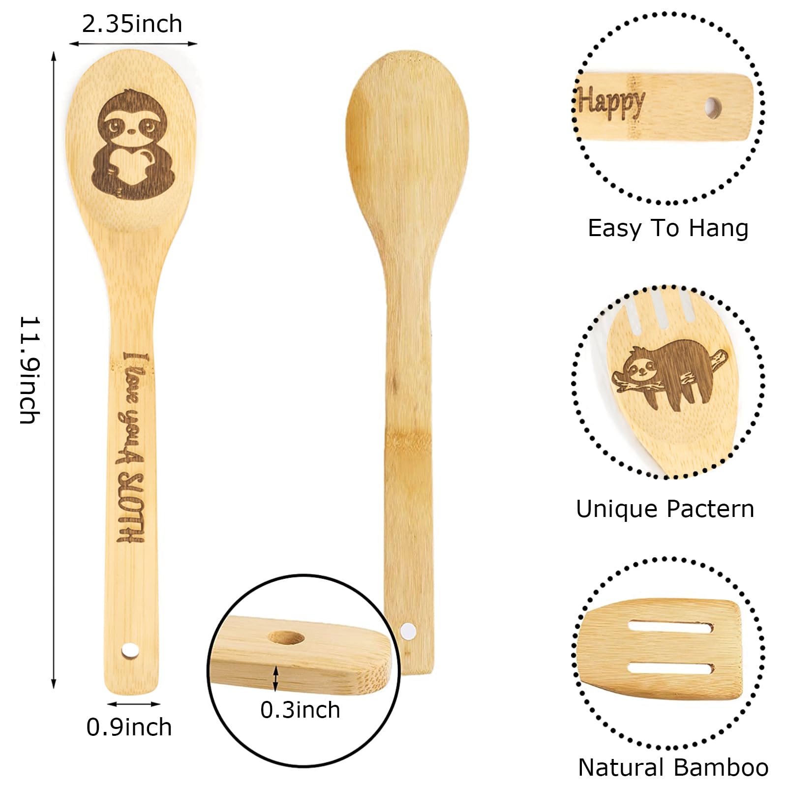 5PCS Sloth Wooden Cooking Spoons - Cute Sloth Kitchen Utensils Set - Perfect Housewarming & Wedding Gifts for Women - Sloth-Themed Kitchen Decor & Gadgets - Ideal for Baking, Cooking & Home Decor