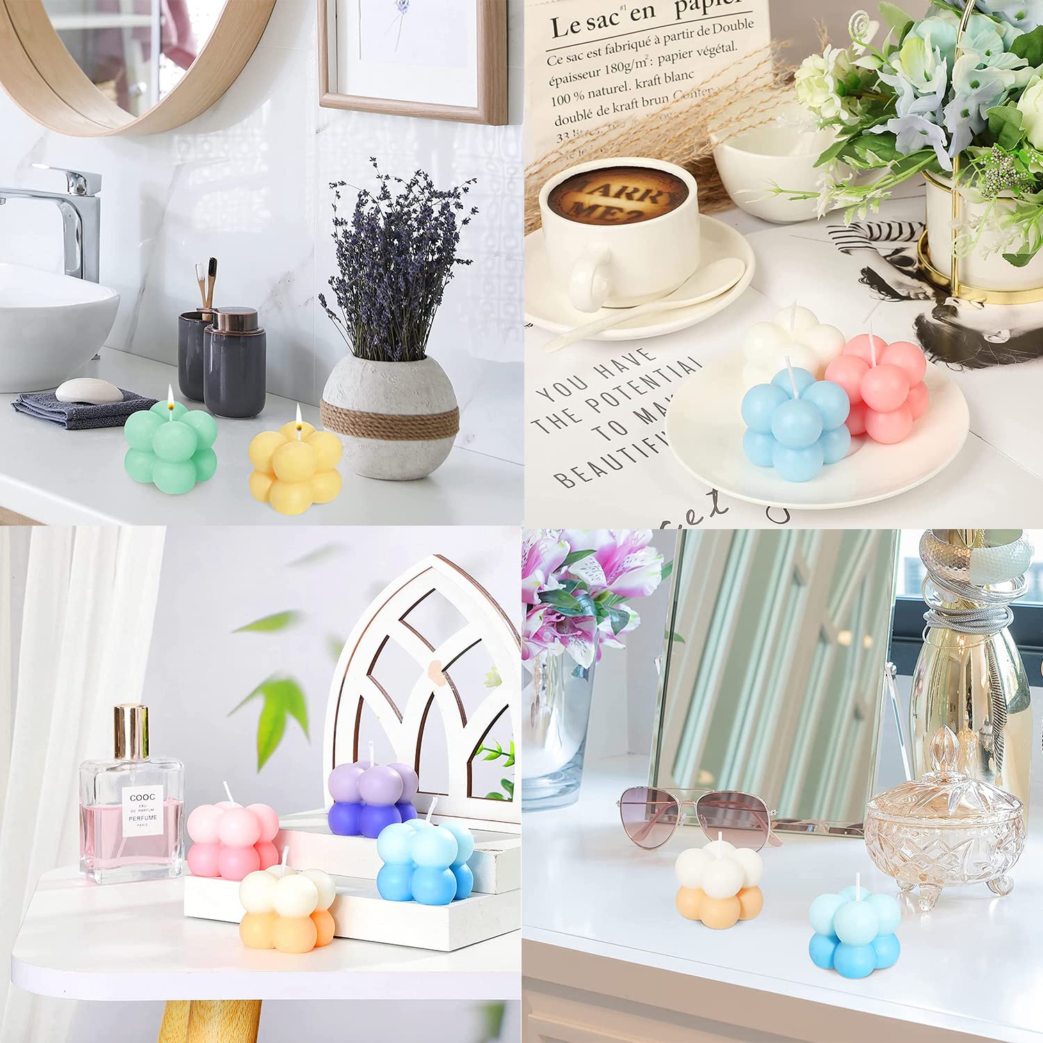 Konrisa 3D Bubble Candle Molds - 15 Cavity Silicone Cube Molds for DIY Soy Wax Candles, Baking Chocolate, Cheesecake, Mousse & Jelly Pudding | Perfect for Home Decor, Wedding Favors & DIY Craft Projects