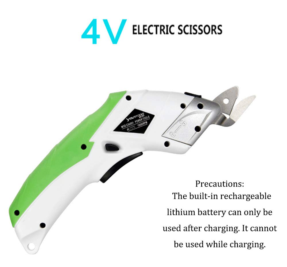 Rechargeable 4V Electric Fabric Scissors - Portable Li Battery Powered Cloth Cutter for Leather, Clothing & DIY Craft Projects | Perfect for Sewing, Tailoring & Upholstery Work