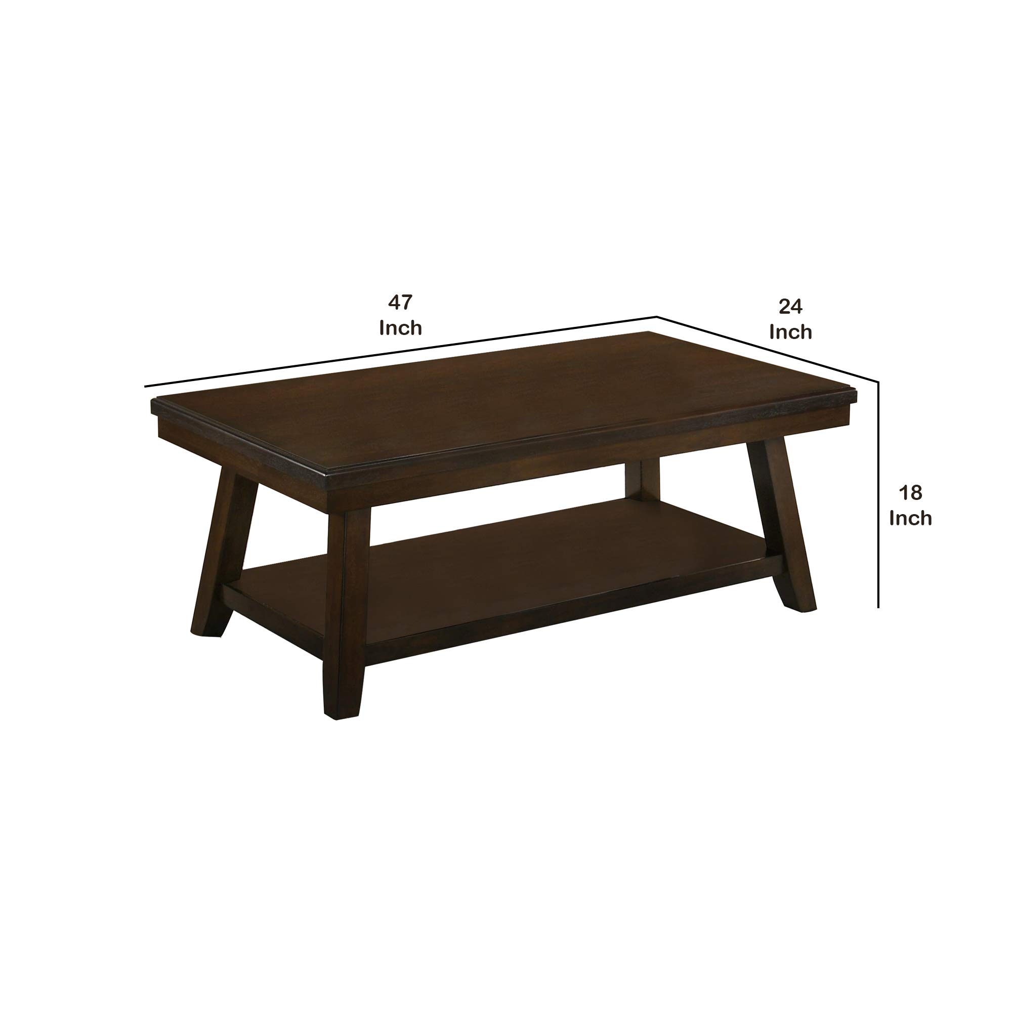Benjara Solid Wood Coffee Table with Open Shelf - Rustic Brown Finish - Perfect for Living Room, Lounge & Home Decor