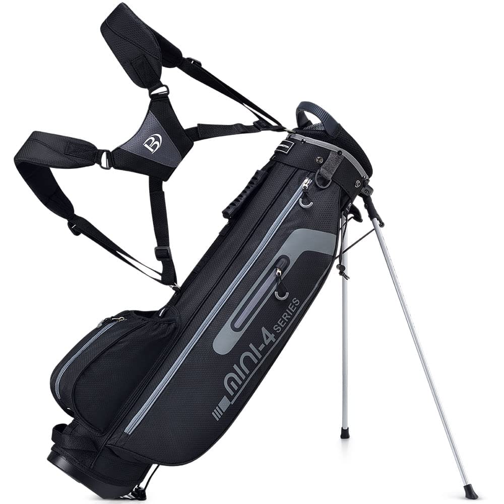 Bennington Mini-4 Stand Golf Bag - Lightweight & Durable Black/White/Red Design - Perfect for Walking the Course & Carrying Clubs Comfortably