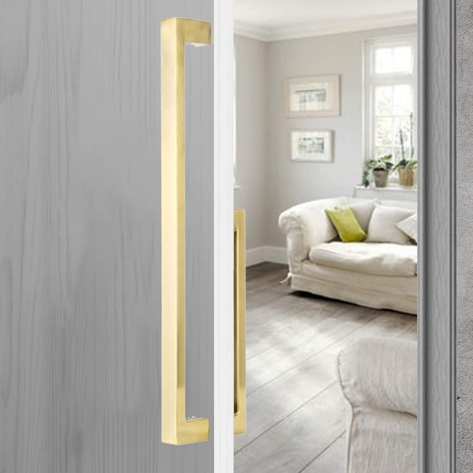 Gold L-Shape Barn Door Handle - Heavy Duty Shower & Closet Knob (16.7