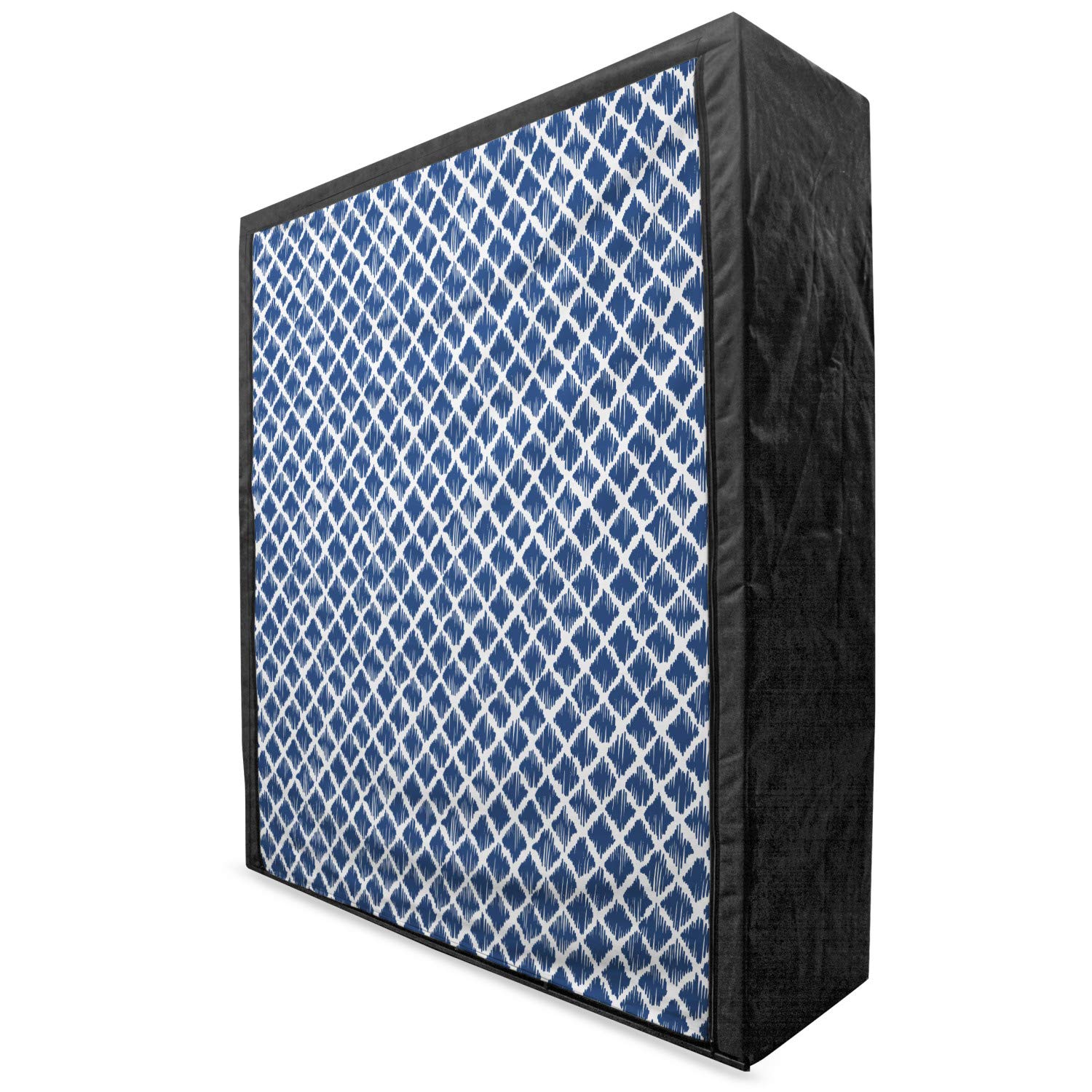 Ambesonne Indigo Portable Fabric Wardrobe with Hand-Drawn Zig Zag Design - 59