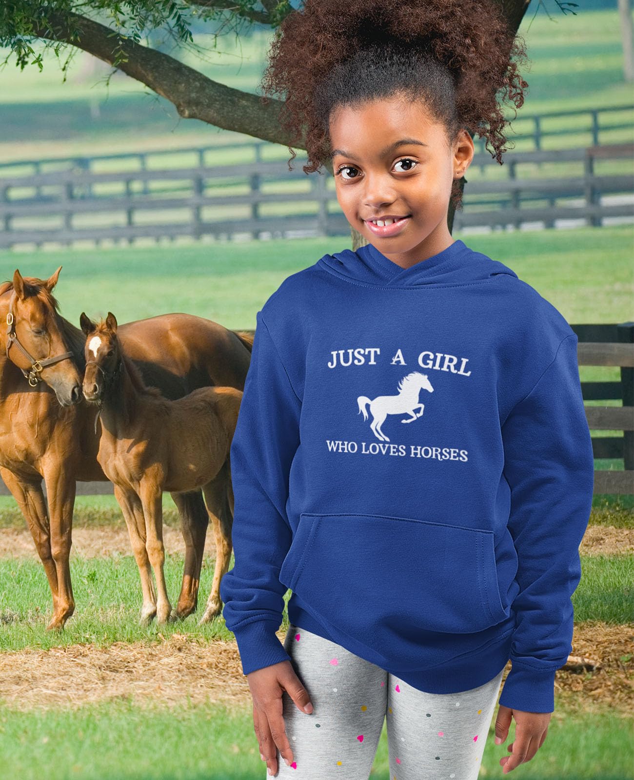 Just a Girl Who Loves Horses Hoodie - Cute Equestrian Gifts for Horseback Riding Enthusiasts | Perfect for Kids & Girls | Soft & Comfortable Riding Apparel for School, Barn & Outdoor Activities
