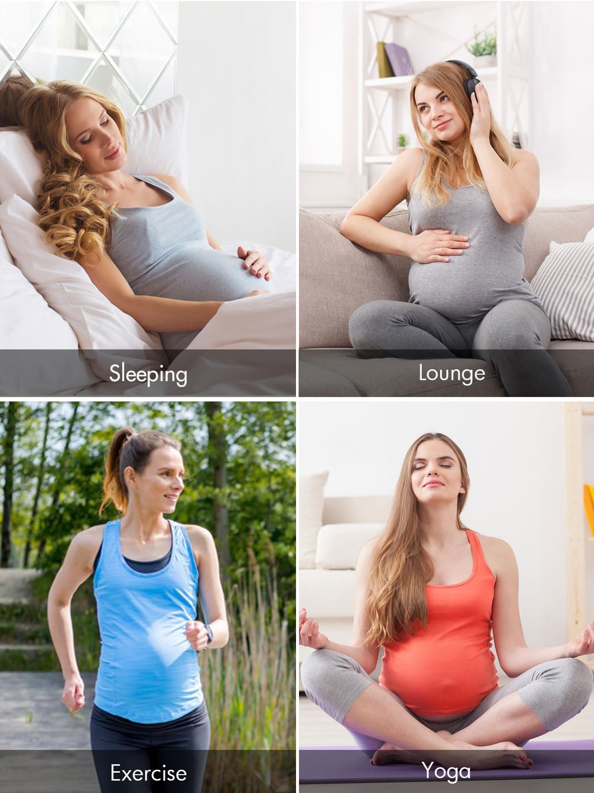 Glampunch 3-Pack Maternity Yoga Tops - Sleeveless Racerback Workout Shirts for Pregnant Women | Breathable Athletic Pregnancy Tank Tops | Perfect for Yoga, Gym & Everyday Wear