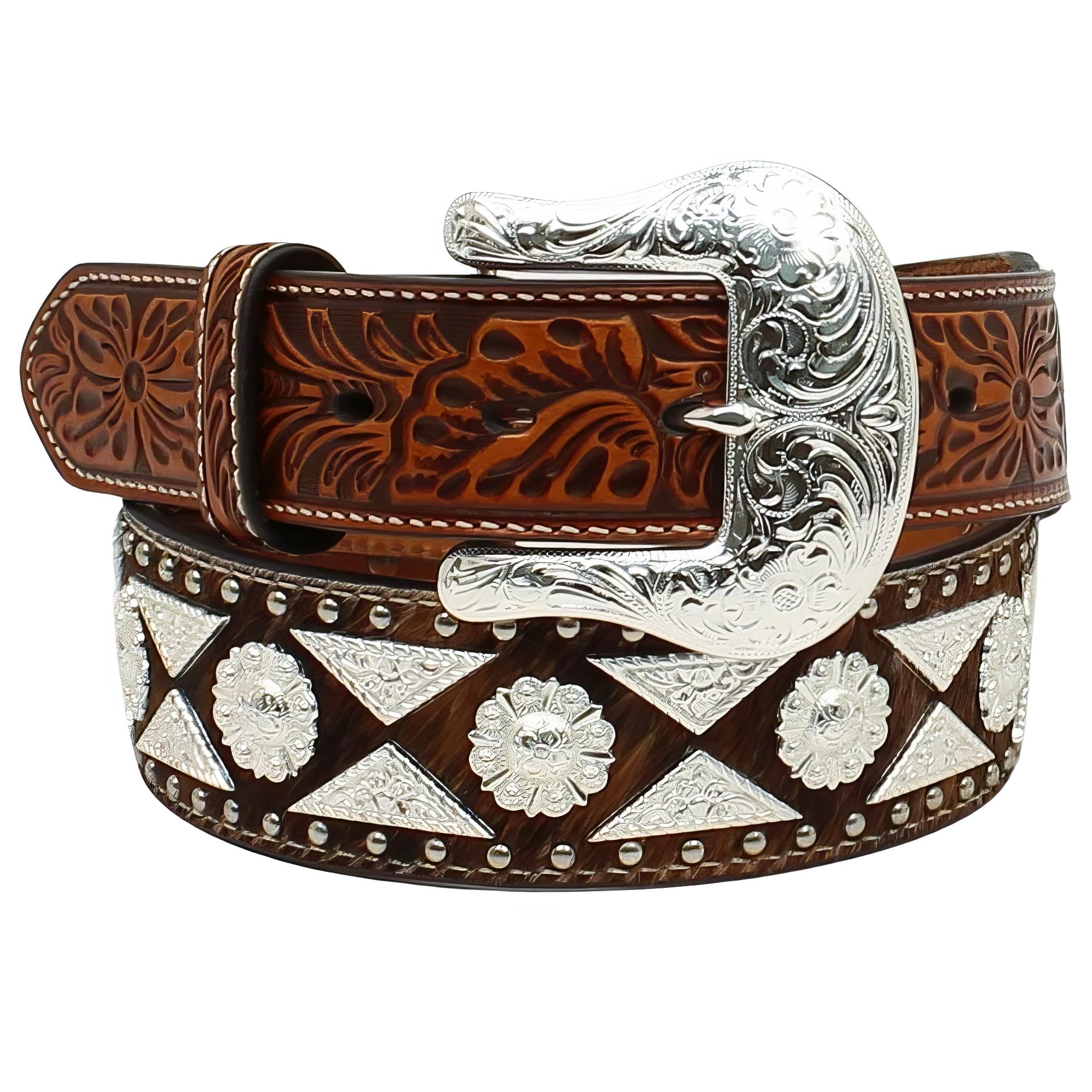 ARIAT Men's Tapered Super Concho Belt - Genuine Leather Western Belt for Cowboy Boots & Jeans | Durable Fashion Accessory for Rodeo, Ranch & Casual Wear