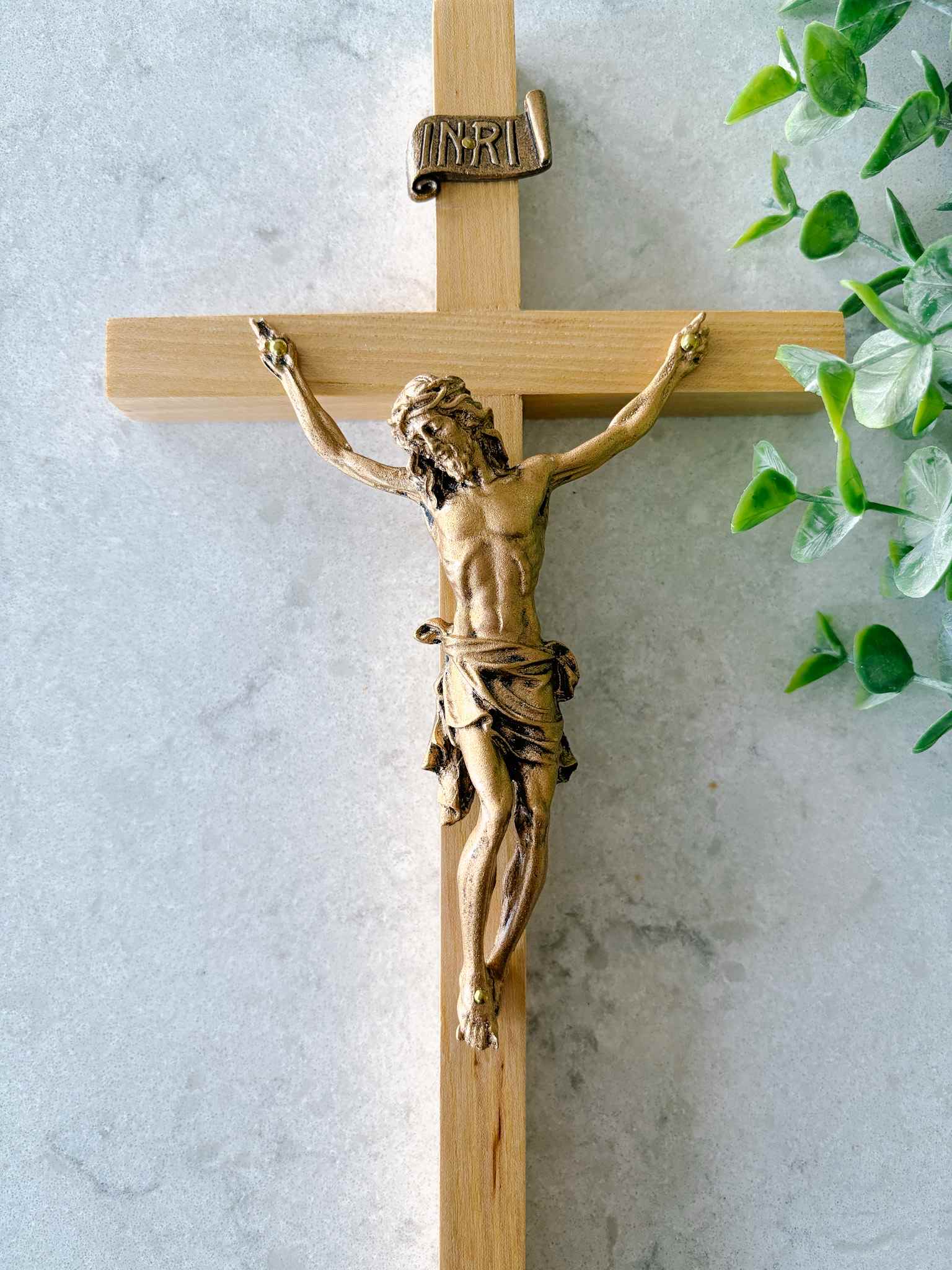 Handmade Oak Wood Crucifix - Religious Cross for Home Decor, Church, and Prayer - Perfect for Wall Mounting and Spiritual Gifts