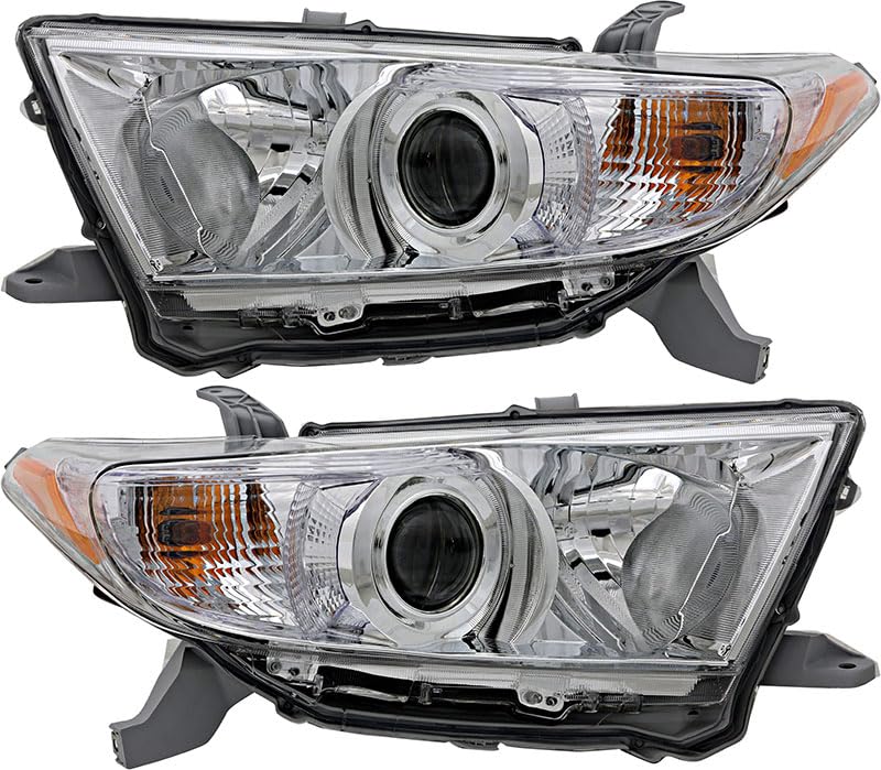 Toyota Highlander Headlights Replacement Set - Compatible with 2011 2012 2013 Models - Halogen Driver & Passenger Side Lamps - Perfect for Night Driving and Road Safety