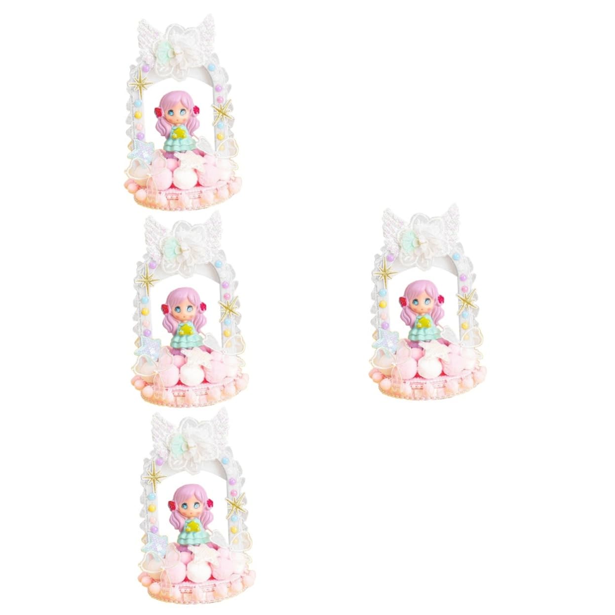 OSALADI 4-Piece DIY Toy Lamp Finials Decorative Kit - Creative Craft Set for Kids, Girls, Cream Gum Color - Perfect for Bedroom Decor, Children's Art Projects & DIY Home Accessories