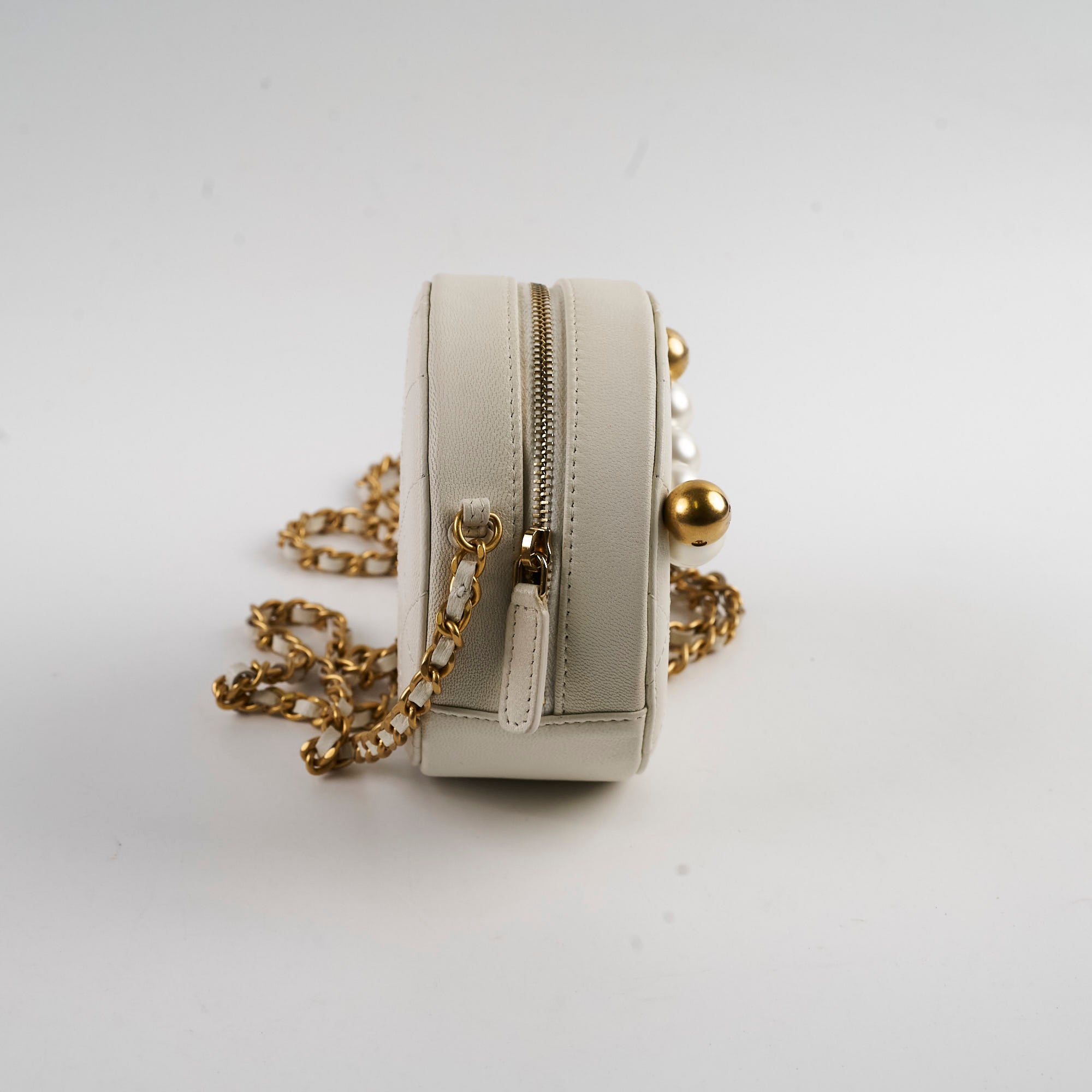 Chanel White Pearl Round Bag - Luxury Designer Handbag for Women | Perfect for Parties, Weddings & Special Occasions