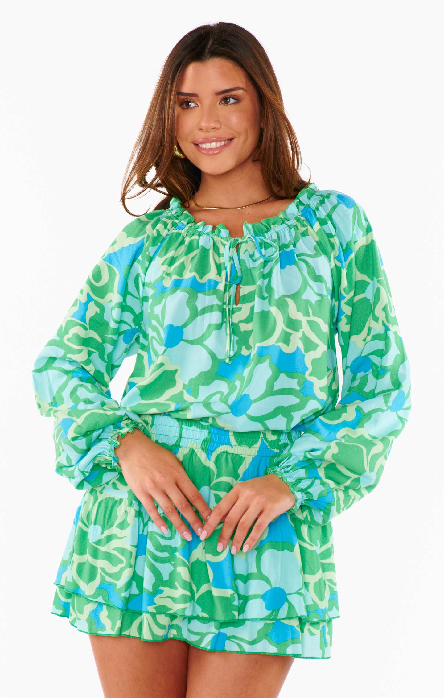 Margo Tunic Women's Floral Print Blouse - Abstract Poppy Design Casual Top for Spring/Summer, Perfect for Office, Date Night & Vacation Outfits