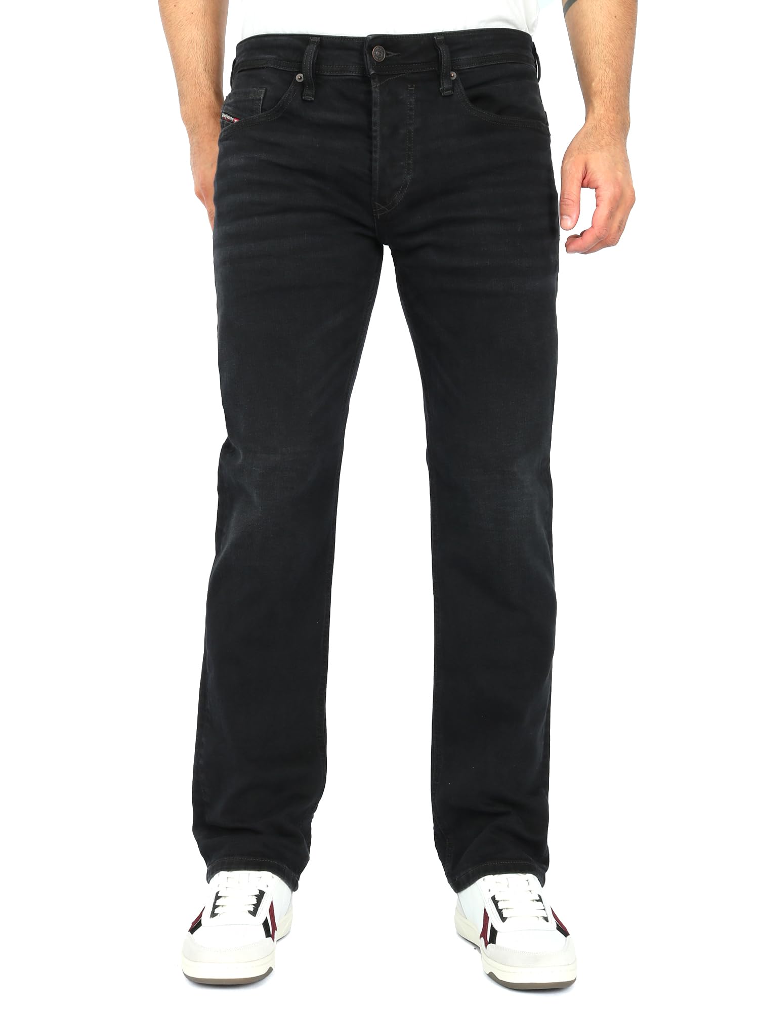 Regular Straight Fit Low Waist Jeans for Men - Safado-X RB064 (Size 36, 32 Inseam) - Classic Black Denim Pants for Casual Wear & Everyday Outfits