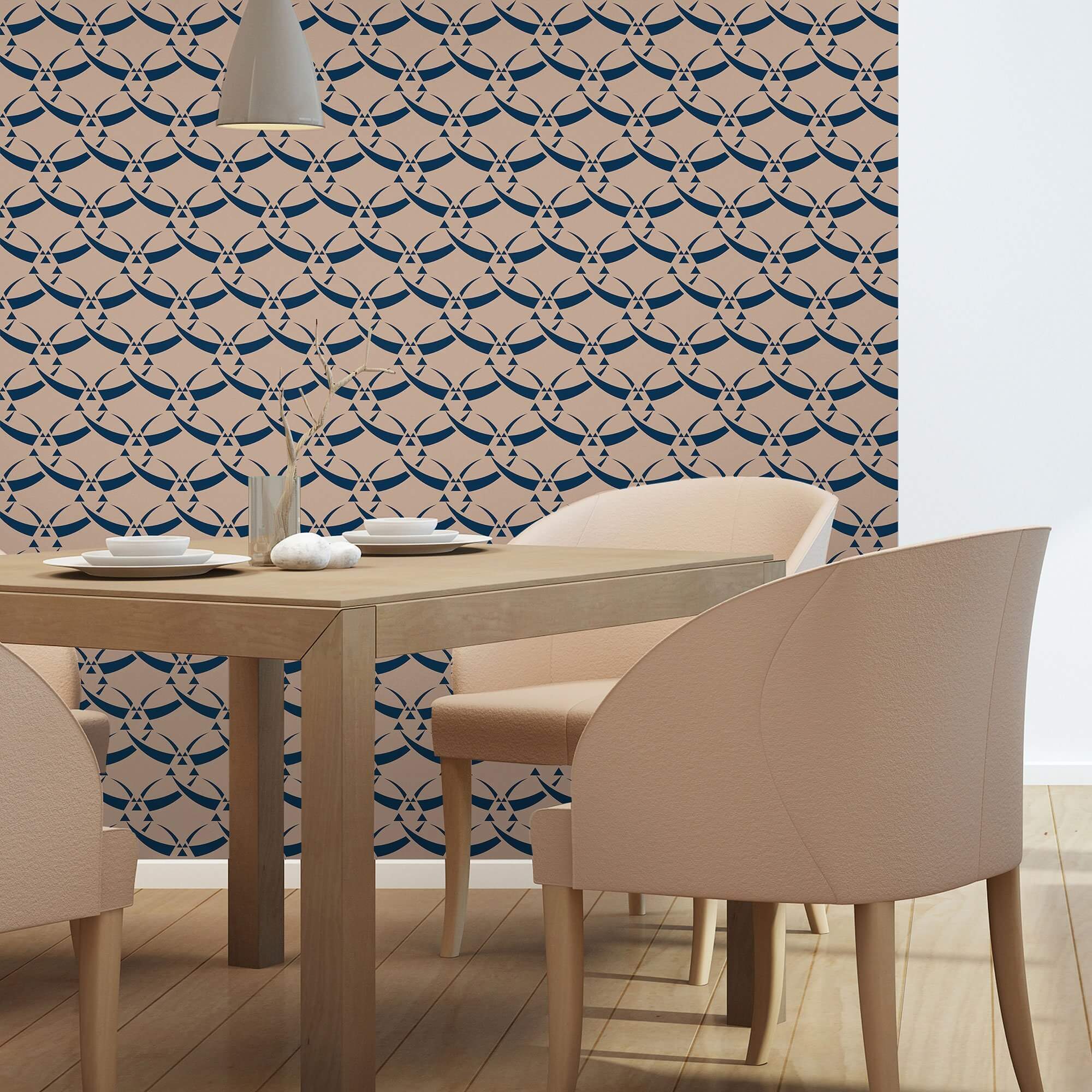 Navy and Beige Textured Geometric Peel and Stick Removable Wallpaper - Self-Adhesive Decorative Wall Covering for Bedroom, Living Room, Nursery, and Office Decor