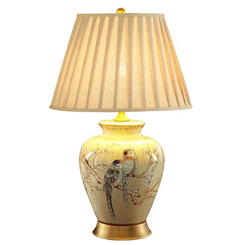 Elegant Ceramic Bird Table Lamp - Vintage European Style Bedside & Desk Light with Button Switch for Bedroom, Living Room, Wedding Decor | Perfect for Romantic Ambiance & Home Decoration