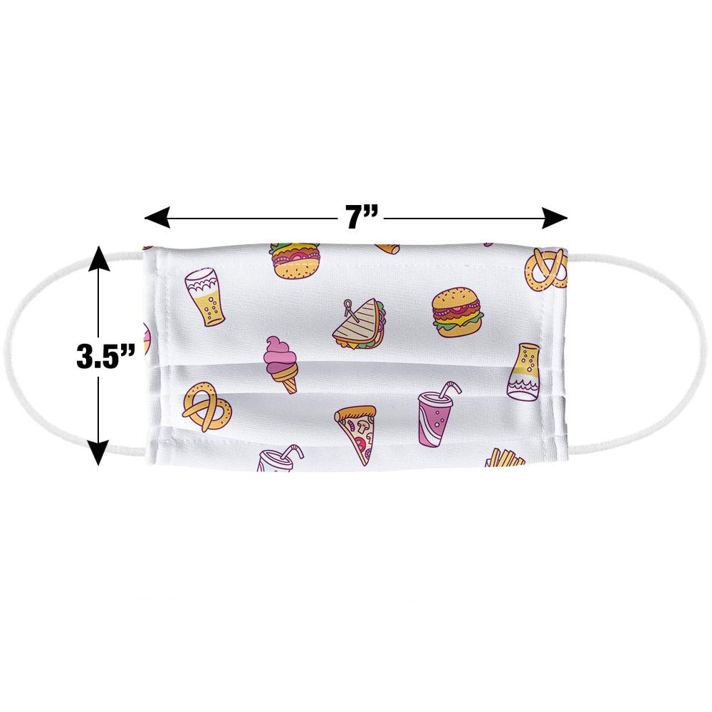 Popfunk Junk Food Snacks Print Reusable Face Mask - 1-Ply Breathable Unisex Cloth Mask for Daily Wear, Shopping & Outdoor Activities