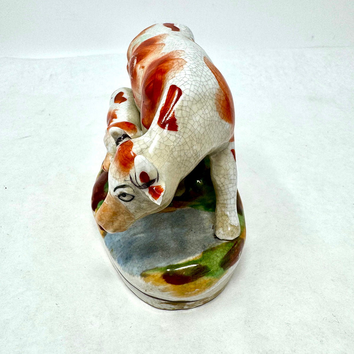 Staffordshire Cow and Calf Figurine - Antique English Ceramic Farm Animal Decor for Home, Garden, or Office Display - Perfect for Countryside Themed Collections and Rustic Home Decor