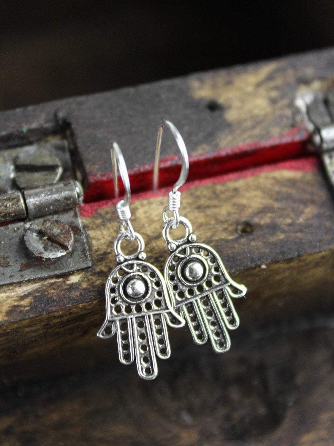 Hamsa Happiness Earrings - Hand of Fatima Jewelry for Women, Sterling Silver Dangle Earrings, Boho Chic Accessories for Everyday Wear, Gift for Her, Perfect for Yoga, Meditation & Spiritual Protection