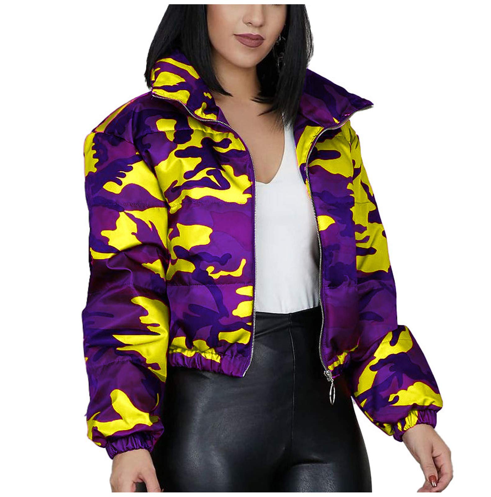 Women's Fleece Cardigan Jacket - Camouflage Print, Glossy Zipper, Long Sleeve with Bread Pockets | Warm Unisex Winter Coat for Outdoor Activities, Hiking & Casual Wear