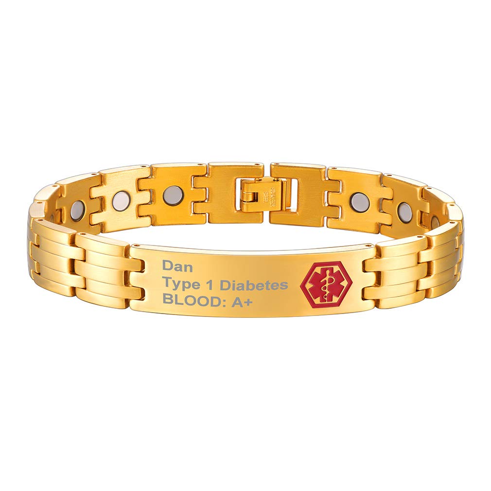 Supcare Customizable Medical Alert Bracelets for Women & Men - Engravable Emergency ID Bracelet with Free Medical Card (Gift Wrapped) | Ideal for Seniors, Diabetics, Allergy Sufferers & Emergency Situations