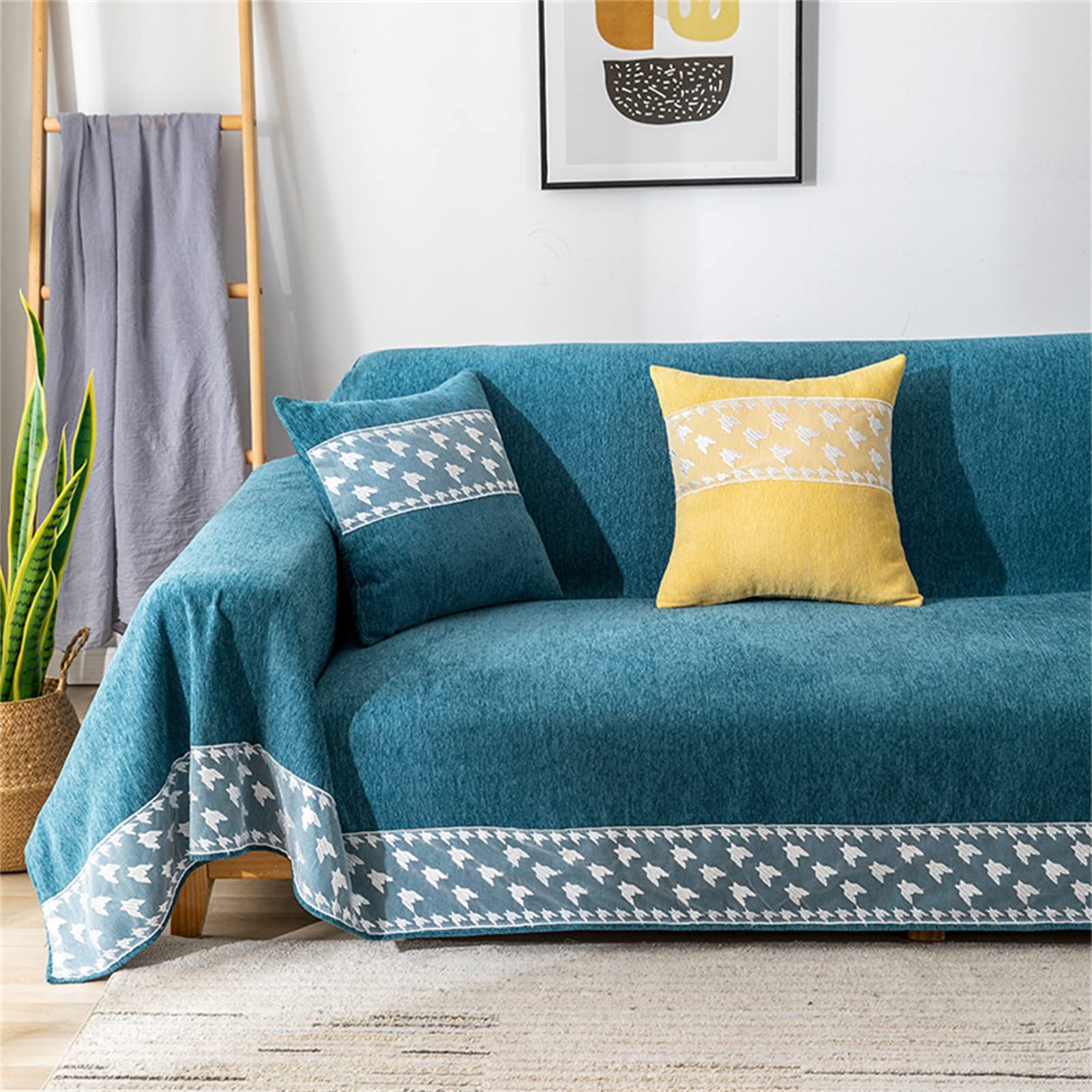 Non-Slip Chenille Sofa Cover - Machine Washable Furniture Protector, Cat Scratch Resistant Couch Cover in Sea Blue (170x180cm) - Perfect for Living Room, Sectional Sofas & Pet-Friendly Homes
