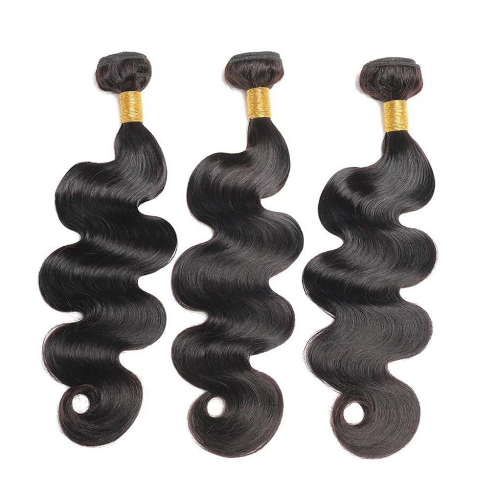 12A 100% Unprocessed Brazilian Virgin Human Hair Bundles - 18/20/22 Inch Body Wave Hair Extensions (3 Bundles) - Natural Black for Women | Perfect for Daily Styling, Parties & Special Occasions