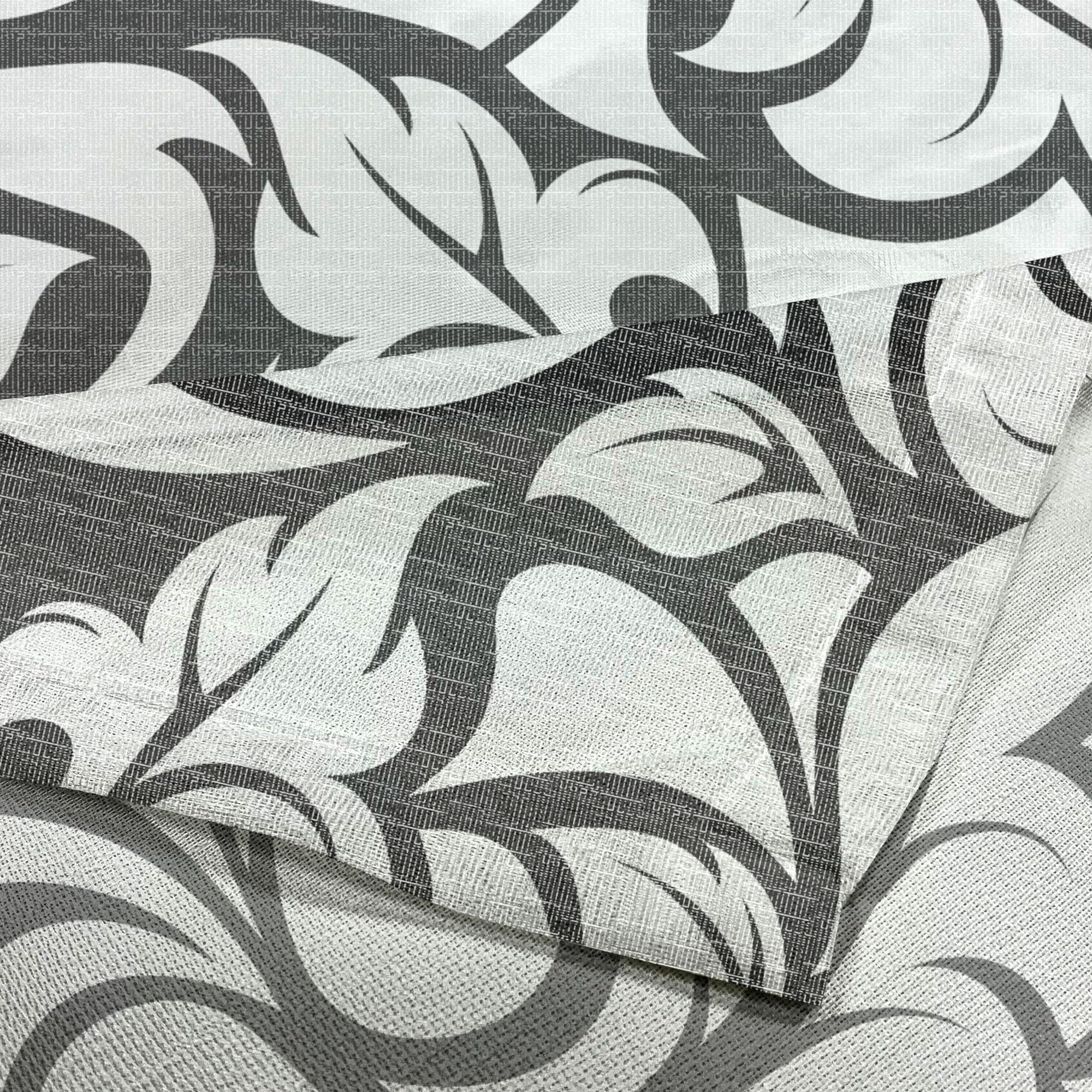 Ambesonne Floral Tulle Curtains with Rod Pocket - Monochrome Leaves Abstract Design, Sheer Drapes for Living Room & Bedroom, 108