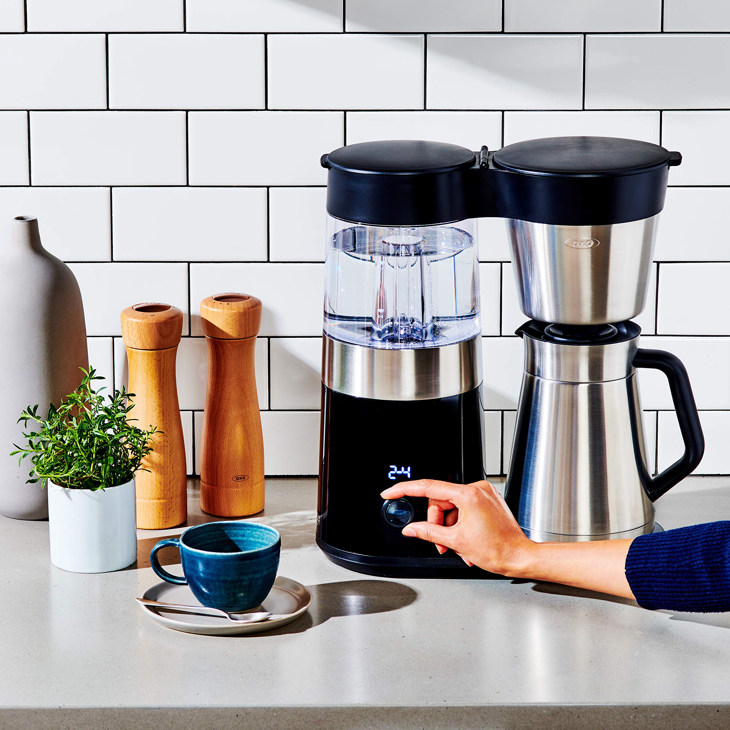 OXO Brew 9 Cup Stainless Steel Coffee Maker - Silver & Black | Drip Coffee Machine for Home & Office | Perfect for Morning Brews & Entertaining Guests