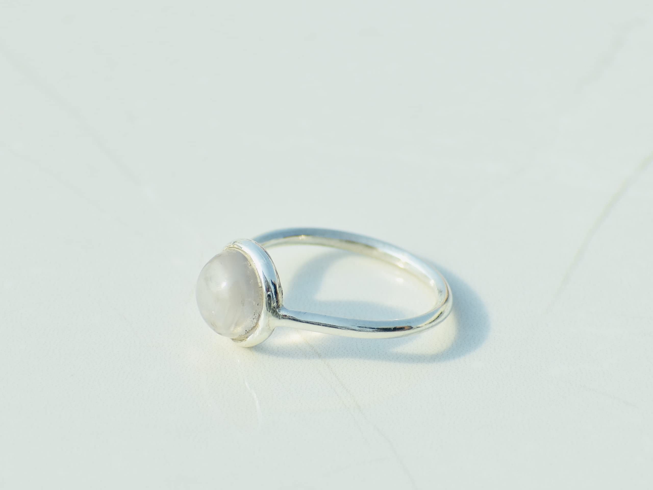 Rose Quartz Ring - 925 Sterling Silver Stackable Minimalist Gemstone Ring for Women, January Birthstone Jewelry - Perfect for Everyday Wear, Gifts & Layering