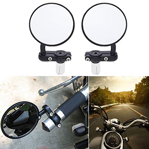Universal Motorcycle Bar End Mirrors - 22mm Handlebar Rear View Side Mirrors (2PCS) - Durable Aluminum Alloy for Cruiser, Sport Bike, Cafe Racer - Perfect for City Commuting & Highway Riding