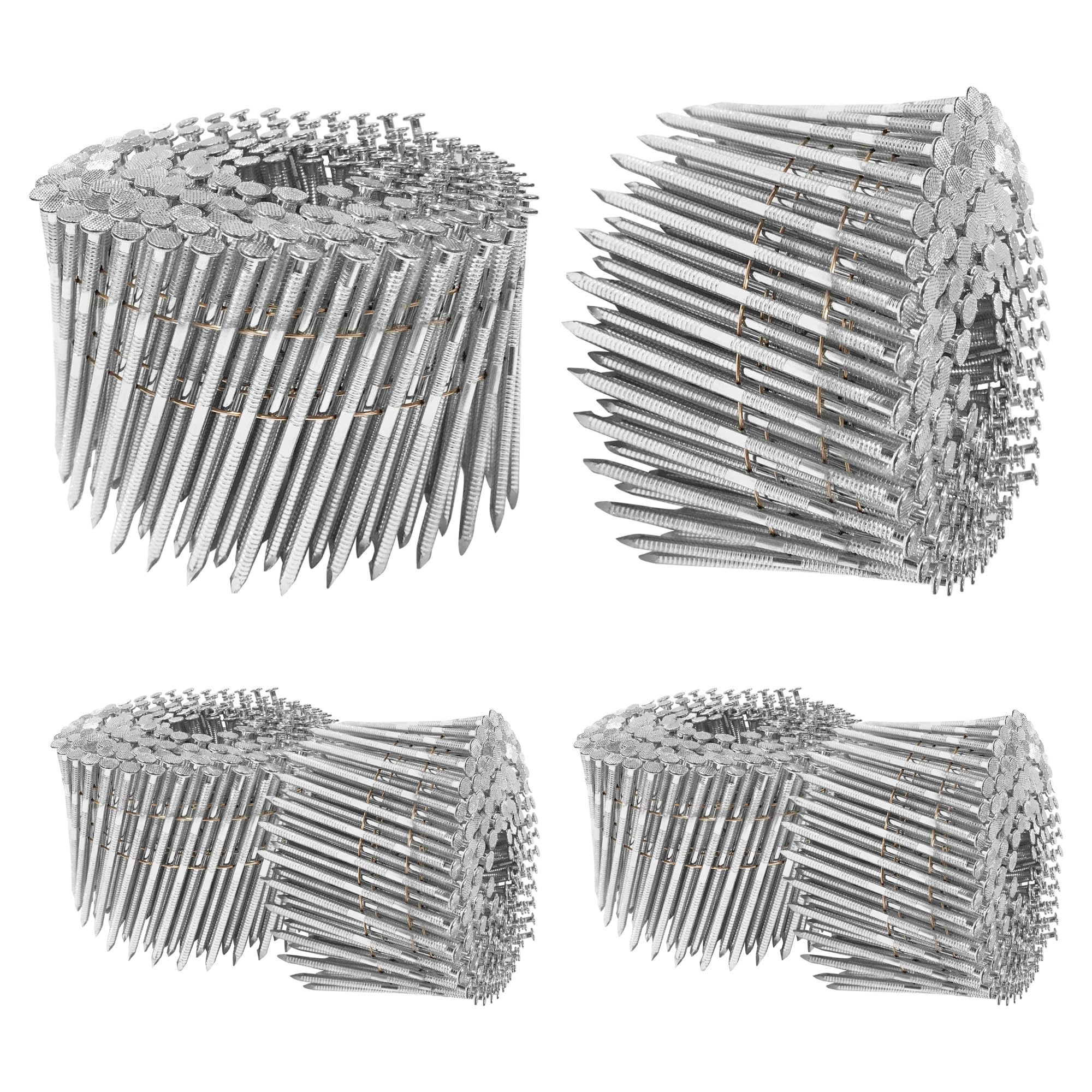 Meite 3-Inch Coil Siding Nails - Ring Shank Electro-Galvanized Coil Nails 3