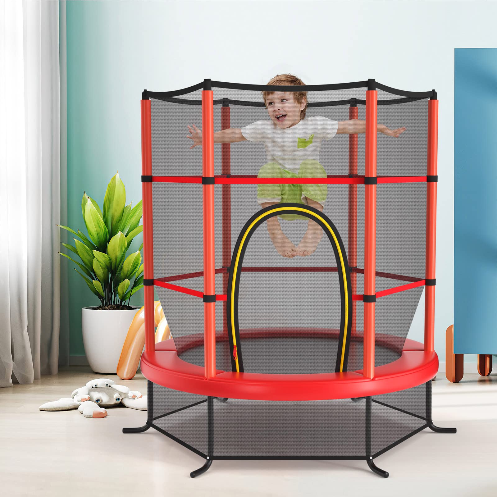 LIFEZEAL Kids Trampoline with Safety Net - Indoor/Outdoor Bounce Trampoline for Children, Heavy Duty Steel Frame, Protective Mat, Max 135kg Capacity - Perfect for Backyard, Garden, Playroom & Birthday Gifts