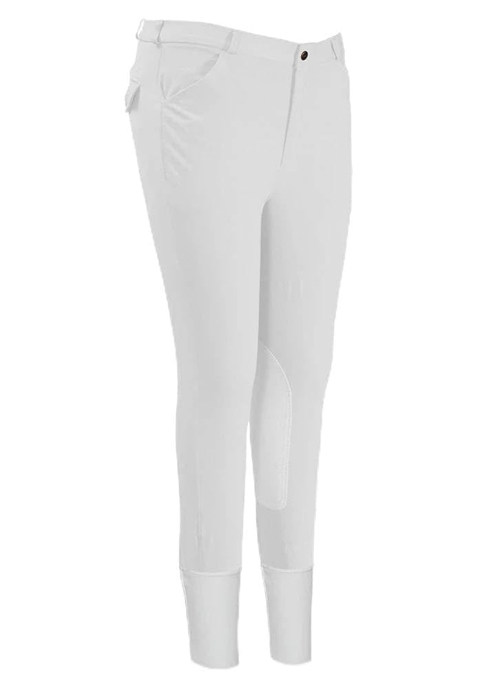 TuffRider Men's White Patrol Knee Patch Breeches - Equestrian Riding Pants for Horseback Riding & Stable Work