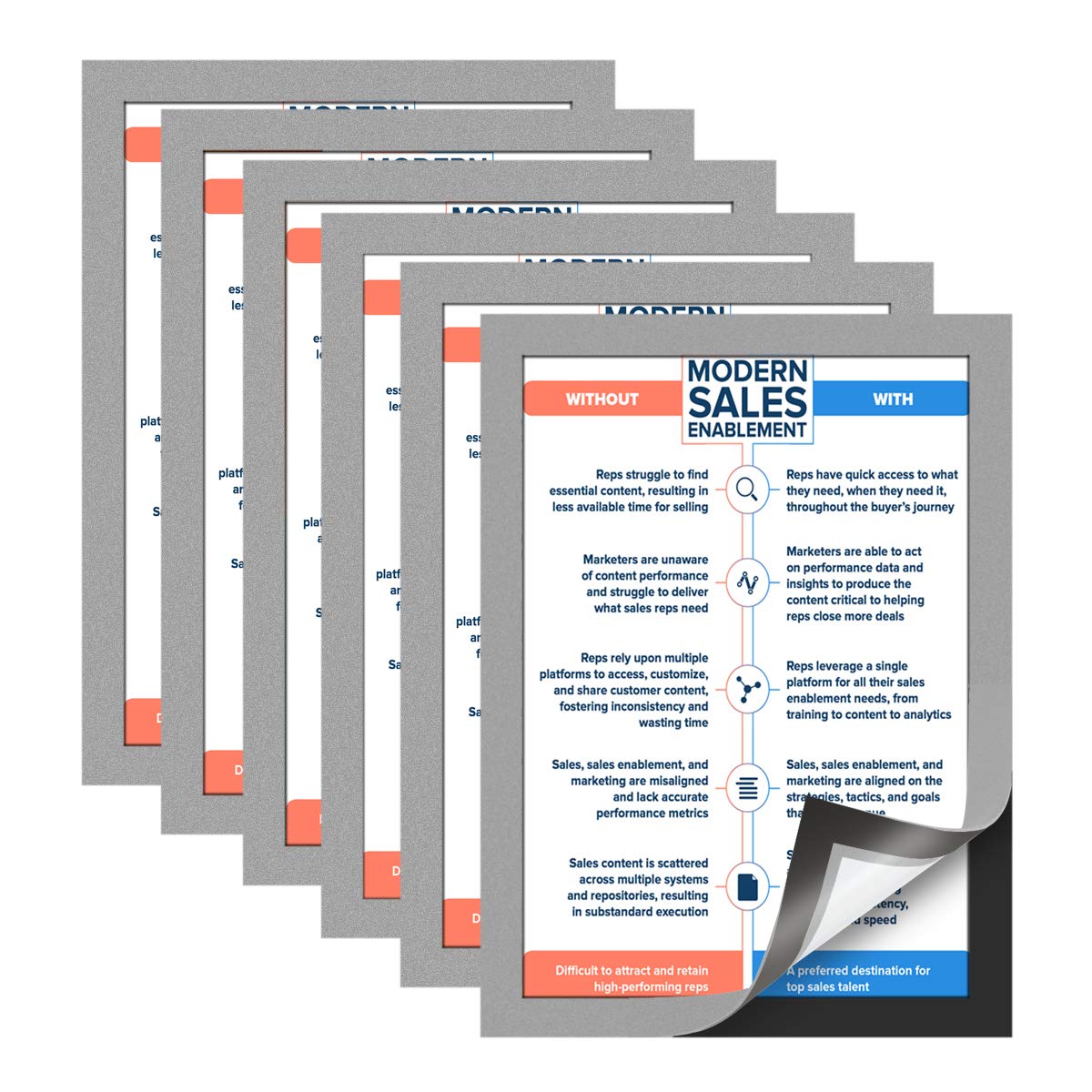 Adhesive Back Plastic Document Sign Holder Pockets - 8.5 x 11.6 Inches Silver Display Frames (6 Pack) for Posters, Pictures & Notices - Perfect for Windows, Doors, Walls & Cabinets - Ideal for Offices, Schools, Restaurants & Retail Stores