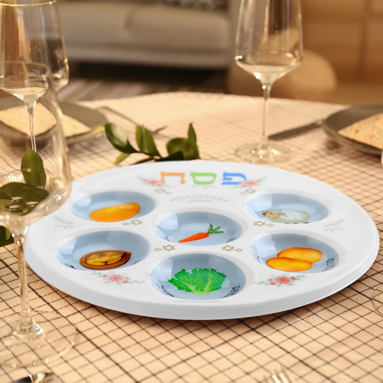 24-Piece Plastic Passover Seder Plate Set - 10