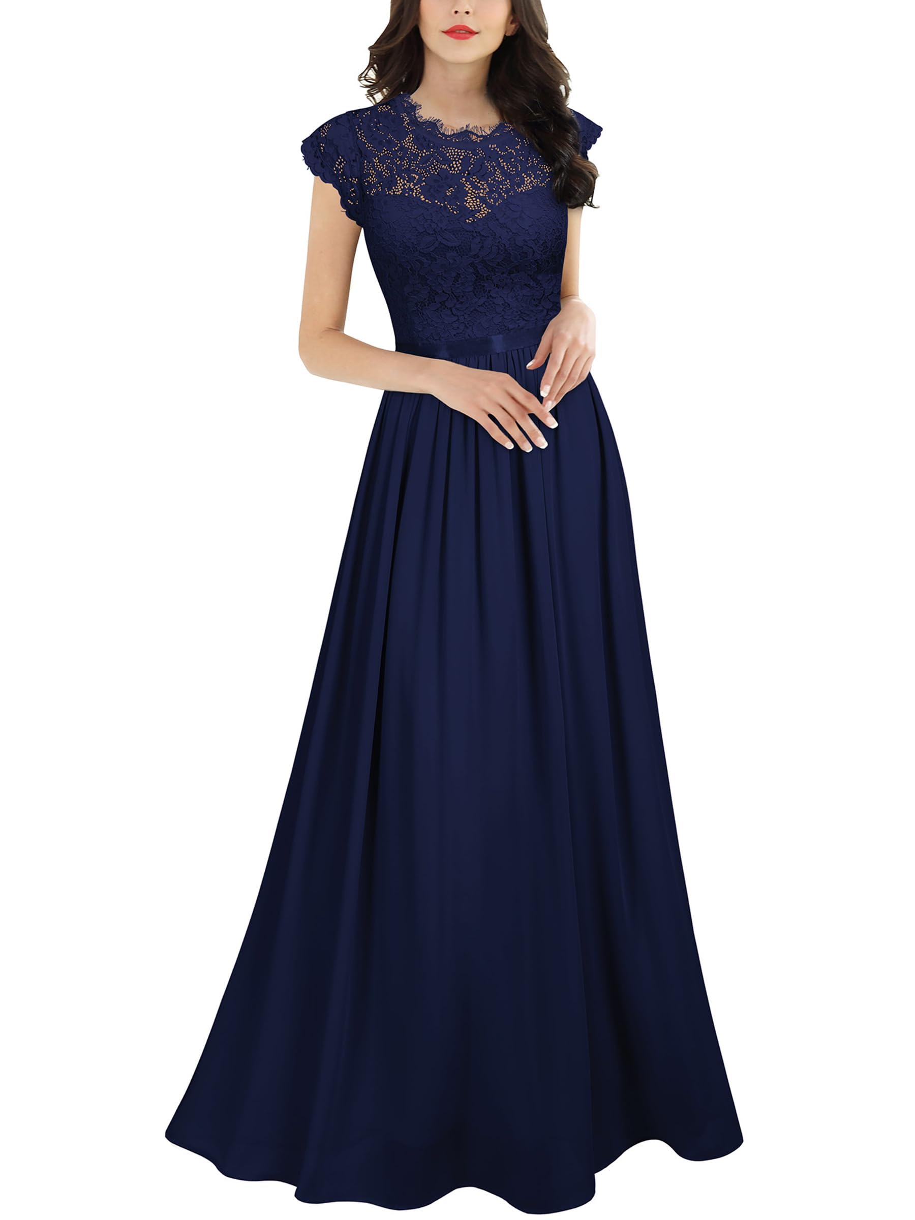 Elegant Floral Lace Maxi Dress for Women - Formal Evening Gown for Parties, Weddings & Special Occasions | Perfect for Cocktail Events, Prom & Black Tie Gatherings