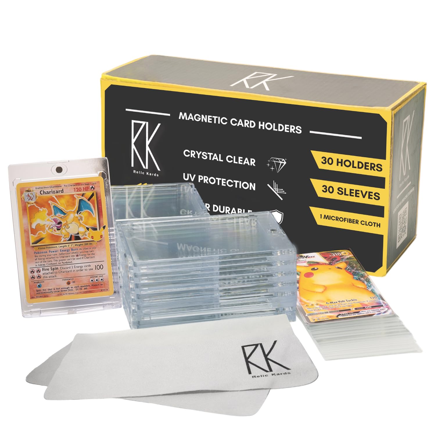 [30 Pack] 35pt Magnetic Baseball Card Protectors - Hard Plastic One Touch Card Holder for Pokemon, Sports & Trading Cards - Perfect for Collecting, Storing & Displaying Valuable Cards